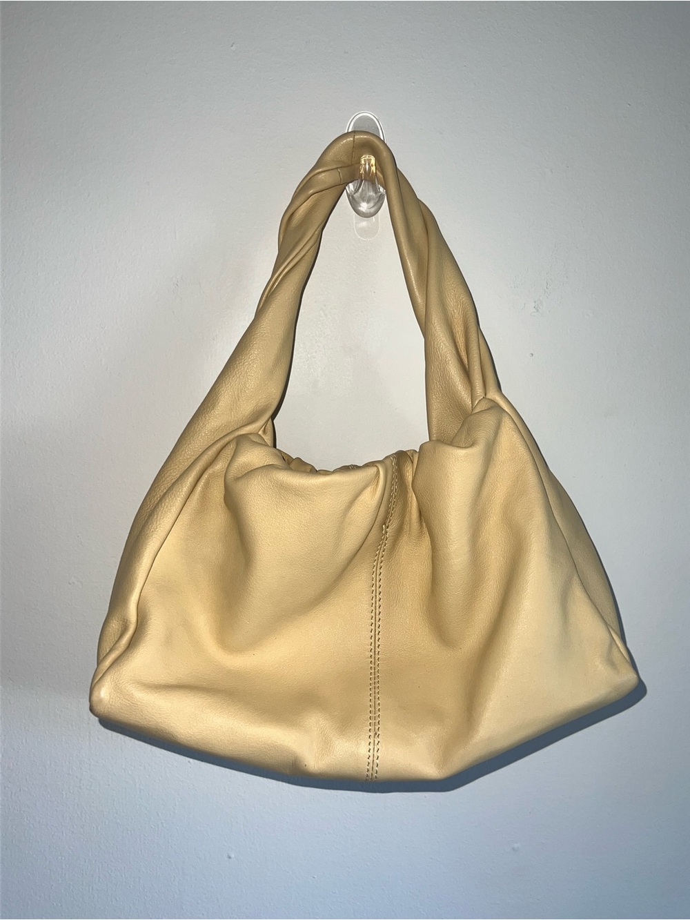 Womens Small Leather Bag in Pale Yellow